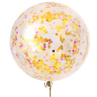 Globo de látex gigante con confetti metalizado de 90 cm - 1 unidad