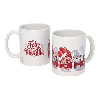 Taza de 350 ml aprox. de gnomos de Feliz Navidad roja