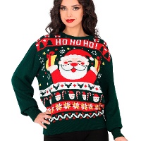 Jersy de Navidad de Papá Noel Ho Ho Ho para mujer