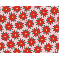 Papel de regalo rojo con flor de pascua de 2 x 0,70 m - 1 unidad