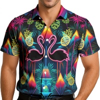 Camisa hawaiana tropical neón para adulto