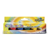 Pintura textil mate de 15 ml - Acrilex - 6 unidades