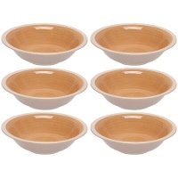 Plato de 21 cm gres con borde blanco hondo - 6 unidades