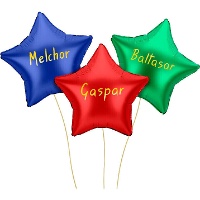 Globo de estrellas de Reyes Magos de 48 cm - 3 unidades