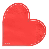 Servilletas rojas con forma de corazón de 16 x 15,5 cm - 20 unidades