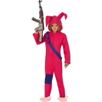 Disfraz de conejo rosa guerrero juvenil
