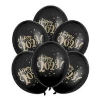 Globos de látex pastel negro de Happy 2023! de 30 cm - PartyDeco - 50 unidades