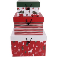 Caja de diseño navideño altas - 3 unidades
