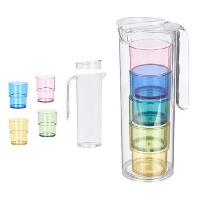 Jarra de 1,6 L con 4 vasos de colores - 5 piezas
