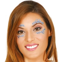 Joyas adhesivas faciales con lágrimas blancas, azules y rosas
