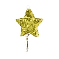 Pinata 3D de estrella dorada - 44.5 x 42.5 x 9 cm