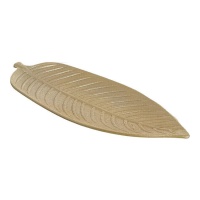 Bandeja decorativa de hoja dorada de madera de 45,5 cm - DCasa