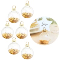Bola de Navidad con estrellas para tarjeta marcasitios de 7 x 5,5 cm - 6 unidades