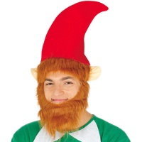 Gorro de duende navideño con barba y orejas