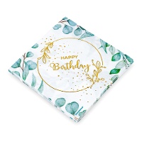 Servilletas de Happy Birthday Floral de 16,5 x 16,5 cm - 12 unidades