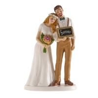 Figura para tarta de boda de novia apoyada en el hombro del novio de 16 cm
