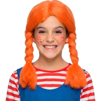 Peluca naranja con trenzas infantil