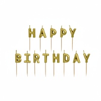 Velas de Happy Birthday de colores metálicos