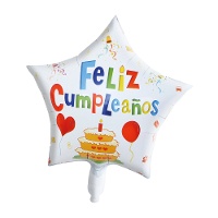 Globo de estrella blanco de feliz cumpleaños de 45 cm