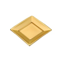 Platos de 17 cm de plástico cuadrados metalizados - 4 unidades
