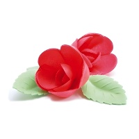 Obleas de flores de Rosa de colores con hojas - Scrapcooking - 4 unidades