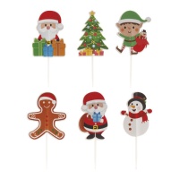 Picks para cupcakes de Navidad surtidos - Dekora - 30 unidades