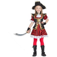Disfraz de pirata corsario inglés elegante para niña