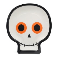 Plato de calavera de 18 x 22 cm - 6 unidades