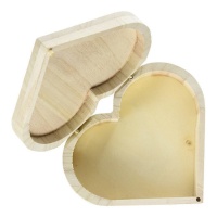 Caja de madera con forma de corazón con bisagras de 18 x 16 cm