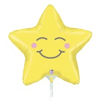 Globo de estrella amarilla sonriente de 31 x 29 cm - 10 unidades - Grabo