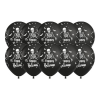 Globos de látex de Halloween de esqueleto de 30 cm - Party love - 10 unidades