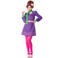 Disfraz de años 70 lila para mujer