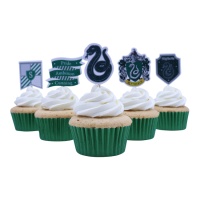 Picks para cupcakes de Slytherin - 15 unidades