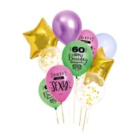 Globos de látex surtidos de Felices 60 de 30 cm - 10 unidades