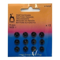 Botones de presión de 0,9 cm negro - Pony - 12 pares