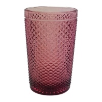 Vaso de 350 ml cristal grabado rosa
