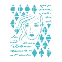Plantilla Stencil rostro mujer con rombos de 20 x 28,5 cm - Artis decor - 1 unidad