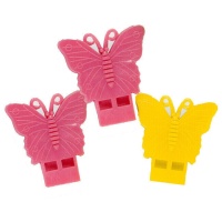 Silbatos de mariposas de colores - 3 unidades