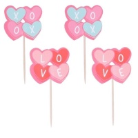 Picks de San Valentín de corazones - PME - 24 unidades