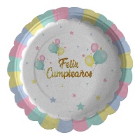 Platos de Feliz Cumpleaños Pastel de 23 cm - 6 unidades