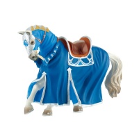 Figura para tarta de caballo medieval azul de 14 x 10 cm - 1 unidad