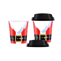 Vaso de cartón con tapa de Papá Noel Ho Ho Ho de 200 ml - 10 unidades