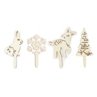 Picks de madera con motivos navideños - Scrapcooking - 4 unidades