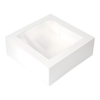 Caja para tarta blanca con ventana de 28 x 28 x 9,5 cm - Sweetkolor - 1 unidad