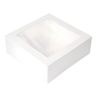 Caja para tarta blanca con ventana de 33 x 33 x 9,5 cm - Hilarious - 5 unidades