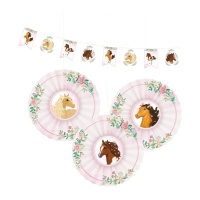 Kit decorativo de Caballo rosa - 4 unidades