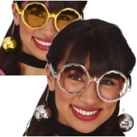 Gafas con pendientes disco plateadas