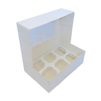 Caja para 6 cupcakes blanca con ventana de 24 x 16,5 cm - Pastkolor