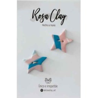 Botones Rosa Clay de estrellas rosa y azul de 2,8 cm - 2 unidades
