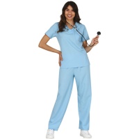 Disfraz de enfermera azul clásico para mujer